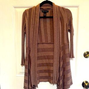 INC International Concepts Tan Gold Striped Draped Cardigan